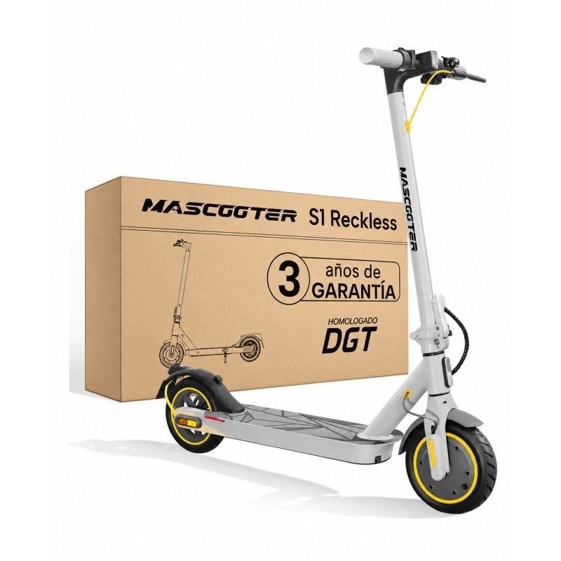 Patinete eléctrico Mascooter S1 Reckless 300W Autonomía 20 km 8,5" Gris y amarillo