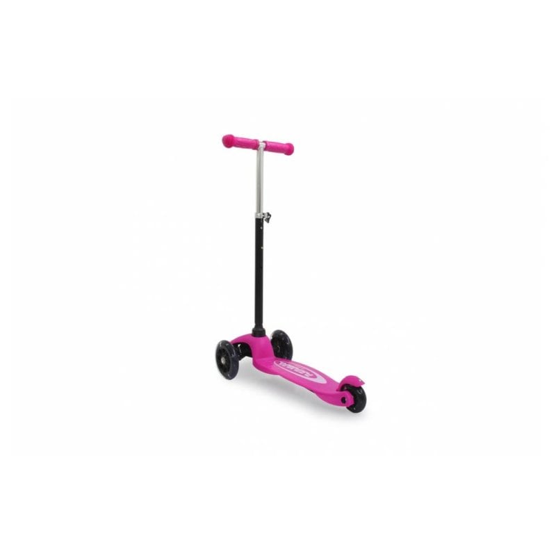 Patinete infantil Jamara KickLight de 3 ruedas luminosas, plegable, negro y rosa
