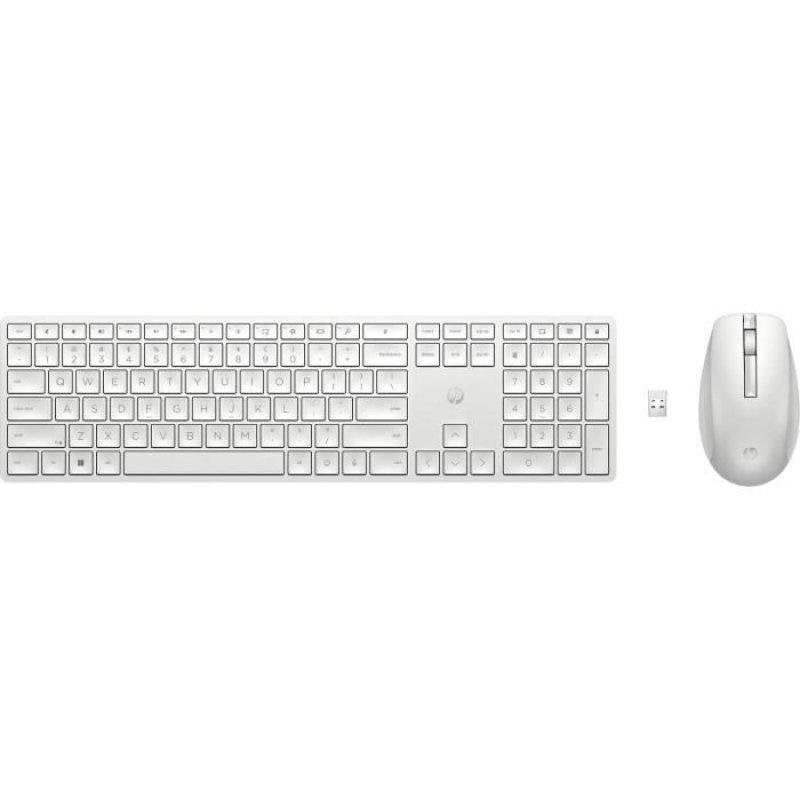 Tastiera HP 650 a membrana completa con mouse wireless bianco AZERTY francese