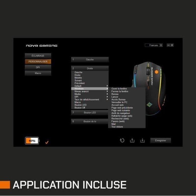 Nova Gaming Souris gaming - Sans fil - Persee Gris - vue 7