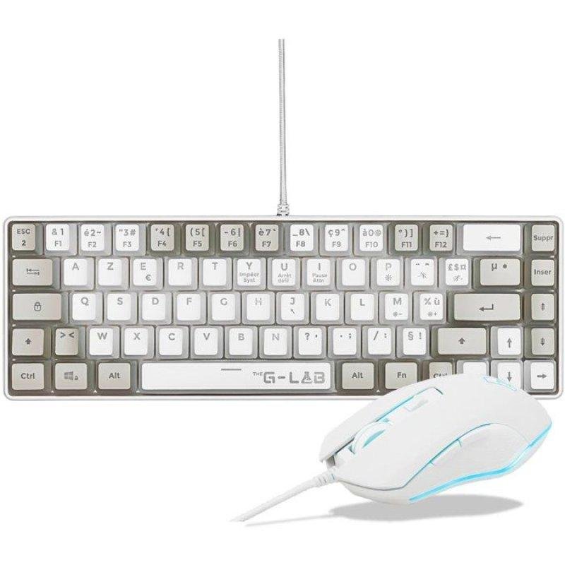 Clavier The G-lab Hydrogen Combo AZERTY avec Souris Câblée Blanc/Gris