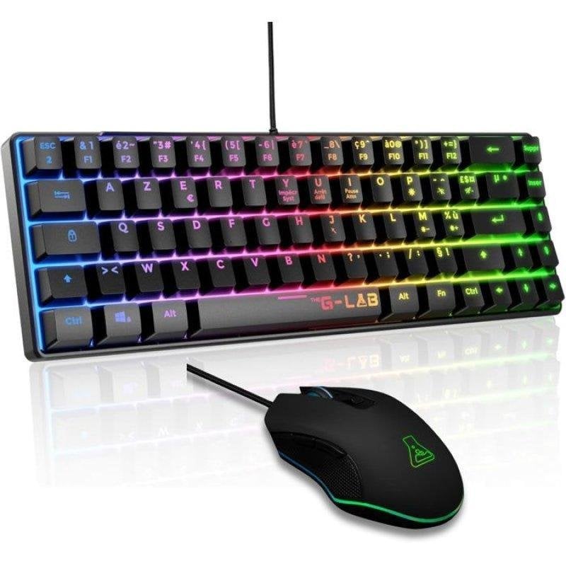 Pack Teclado y Ratón The G-Lab Hydrogen BKG Combo Gaming Negro AZERTY