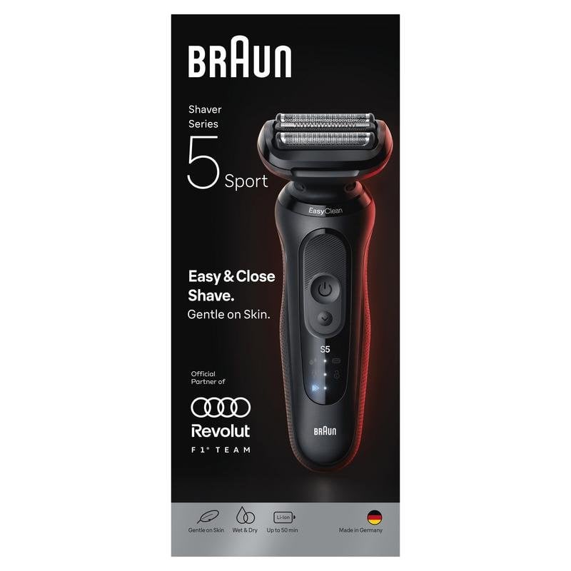 Máquina de Barbear Facial Braun Series 5 52-N1000SF1 Sem Fios 50min Seco e Molhado 3 Lâminas