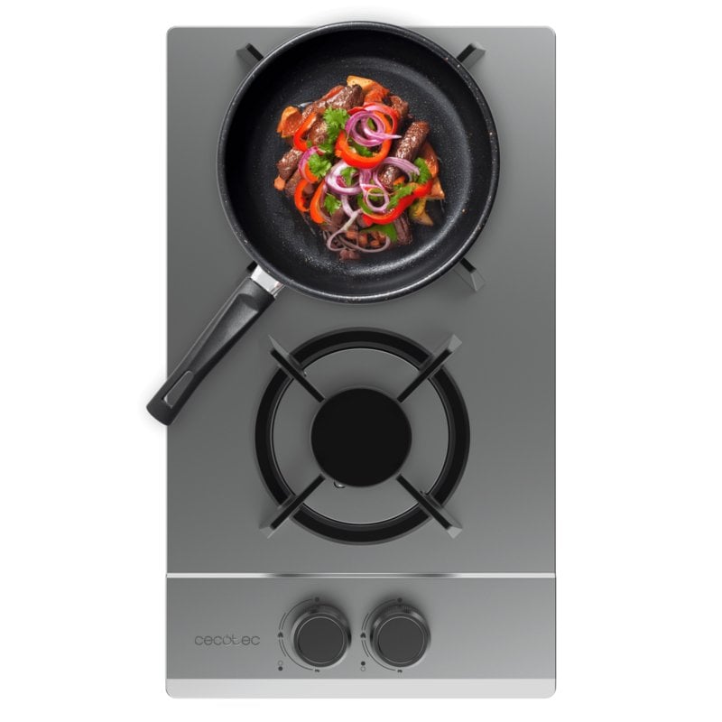 Piastra a gas Bolero GN 2200S 2 fuochi WOK 5,25 kW Vetro Nero