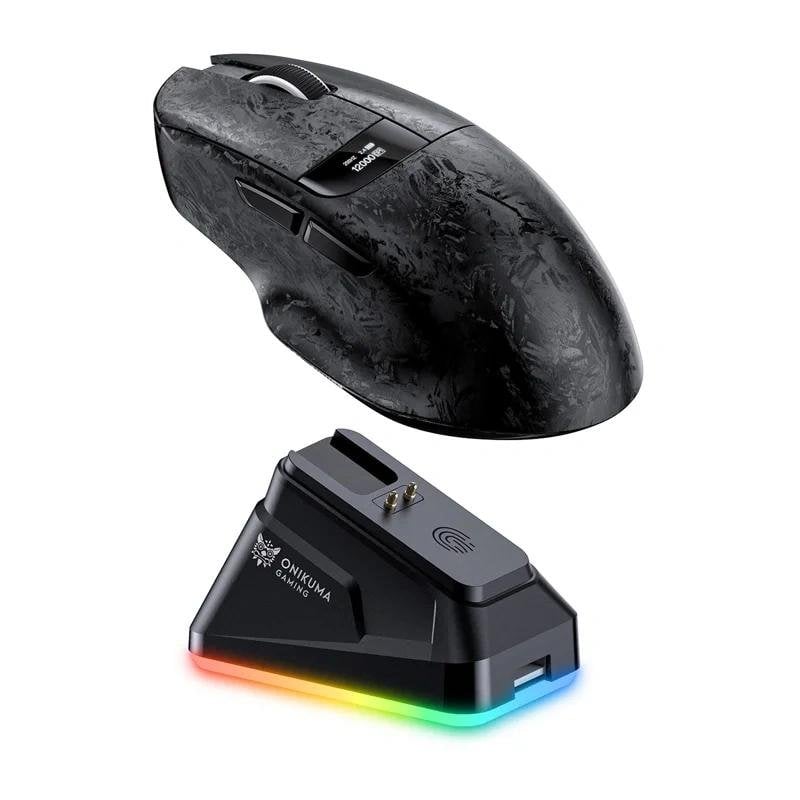 Ratón gaming Onikuma DM08 inalámbrico 24.000 DPI negro con base RGB