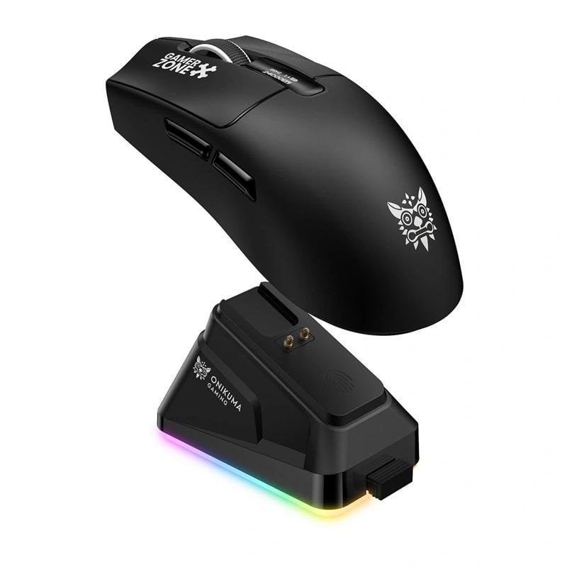 Ratón ONIKUMA DM10 inalámbrico 24.000 DPI negro con pantalla y base RGB