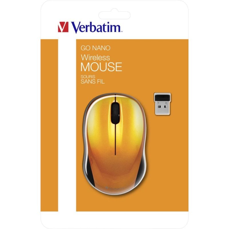 Souris Verbatim Go Nano sans fil RF 2,4 GHz 1600 DPI orange ambidextre
