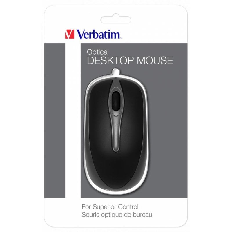 Souris Verbatim 49019 filaire USB 1000 DPI noire et grise ambidextre