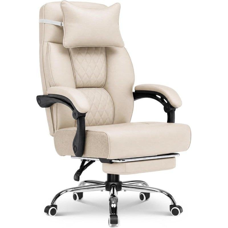 Sedia Gaming GTPLAYER Beige Ecopelle Poggiapiedi 130 kg