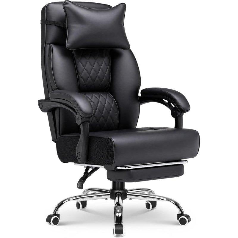 Sedia gaming GTPLAYER con poggiapiedi in pelle sintetica nera