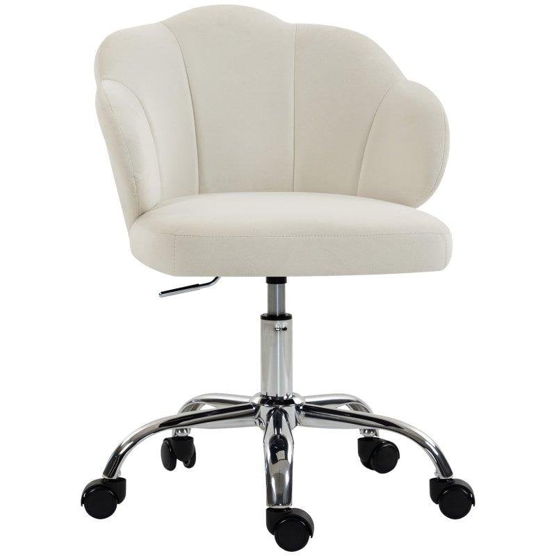 Cadeira de escritório Homcom Altura Ajustável Basculante Creme