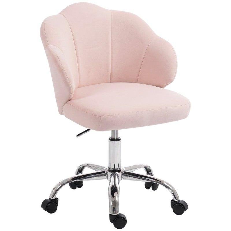 Cadeira de Escritorio Homcom com Rodas Basculante Altura Ajustavel Rosa
