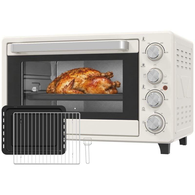 Mini Forno Homcom 32 L 1600 W 52,2 cm Grill Creme