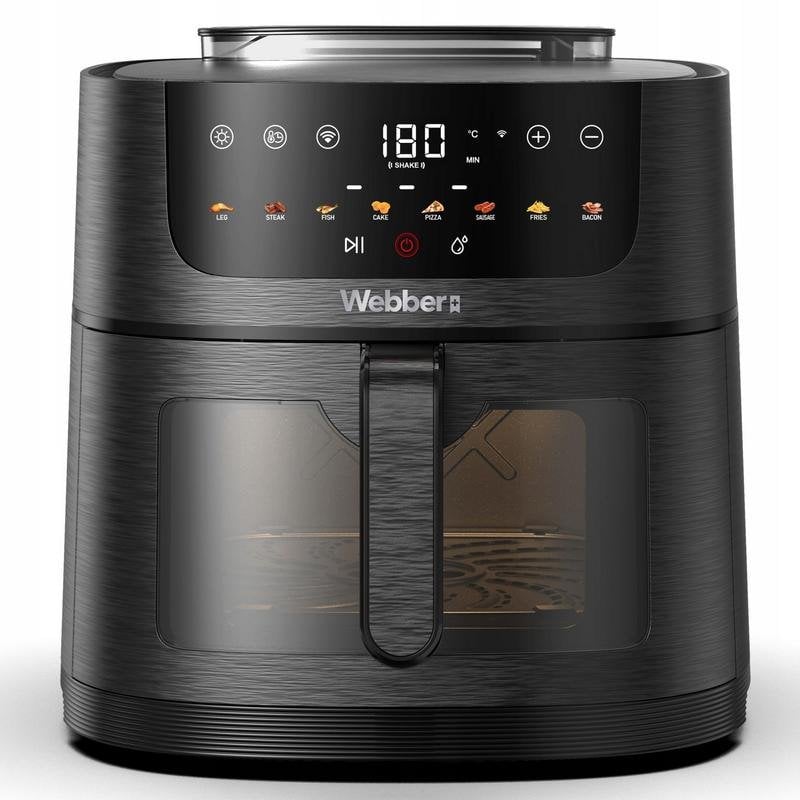 Heissluftfritteuse WEBBER AF938TFT Sichtfenster 8 L 1800 W mit Touch-Bedienung