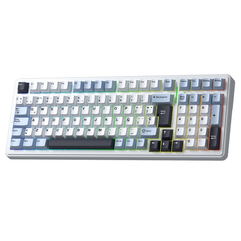 Teclado Aula F99 Gaming Mecánico 96% Inalámbrico RGB Hot-Swap Graywood V3