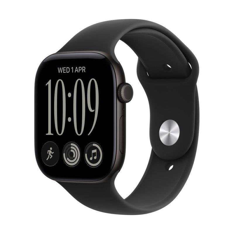 Apple Watch Series 12 GPS 46 mm aluminium noir avec bracelet Sport noir M/L