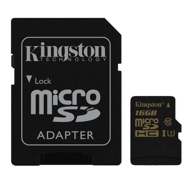 Kingston MicroSDHC Gold 16GB Clase 10 UHS1 Class 3 + Adaptador SD