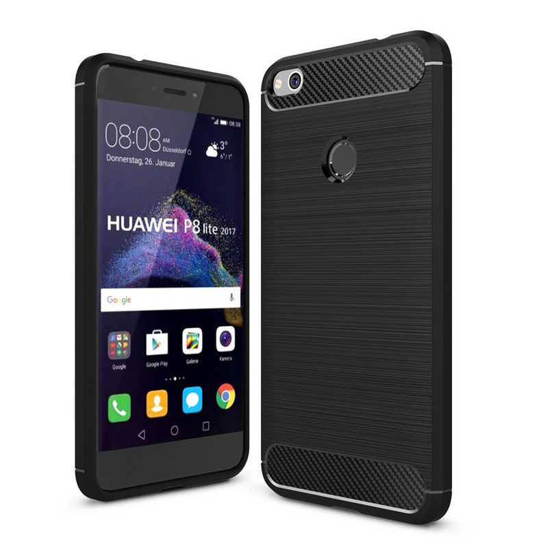 Funda Tipo Libro Para Huawei P8 Lite 2017 - Cuero Natural, Negro, Con Soporte Integrado
