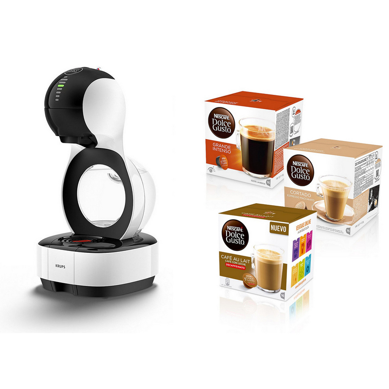 Krups Dolce Gusto Lumio Cafetera Automática Blanca + 3 Packs de Café