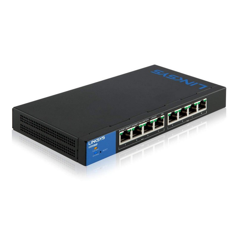 Switch Linksys LGS308MP 8 Porte Gigabit PoE+ Smart, Nuovo Sigillato