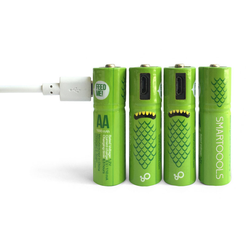 Smartoools Pilas Recargables Micro USB 1000 mAh Pack 4 Pilas AA