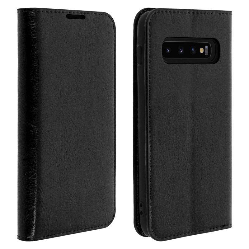 Image of Custodia a libro Avizar in pelle nera per Samsung Galaxy S10