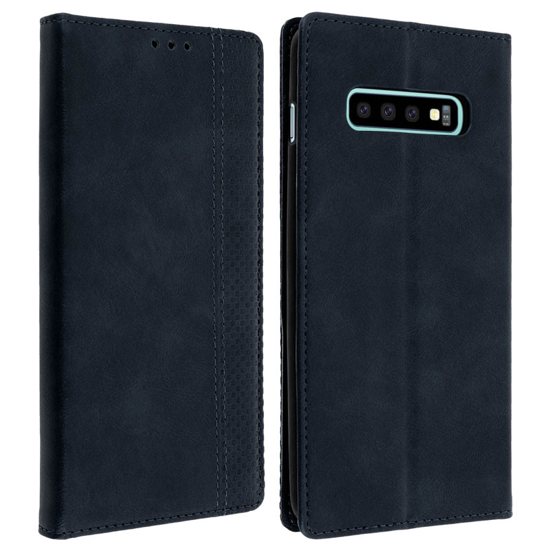 Image of Custodia a libro vintage Avizar blu scuro per Samsung Galaxy S10