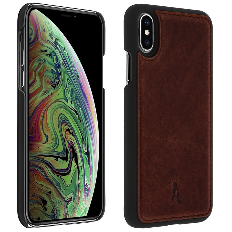 Image of Custodia in vera pelle marrone Akashi per iPhone X/XS