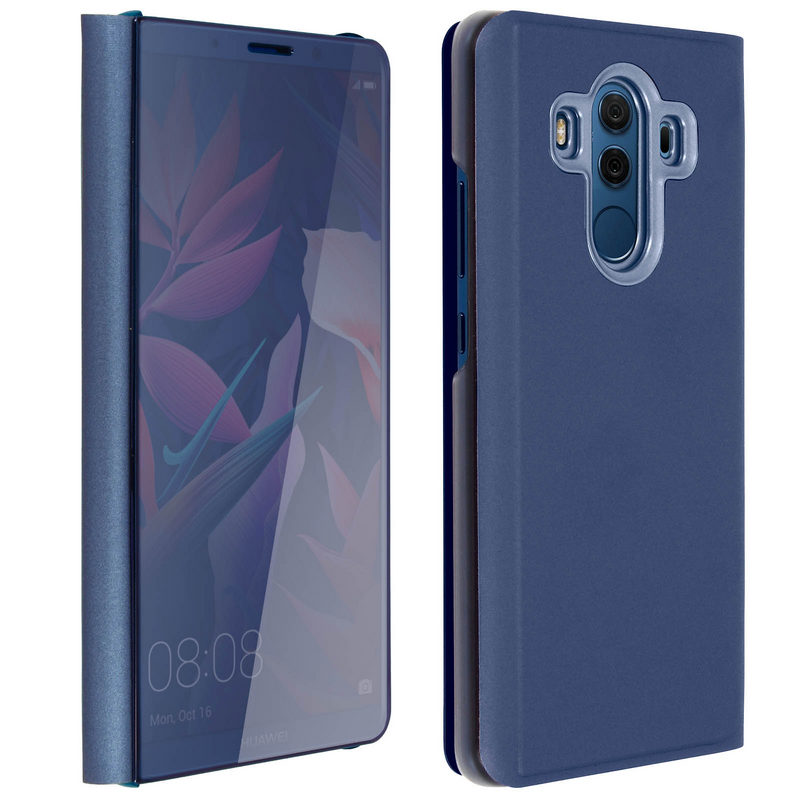 Avizar Funda Libro Translúcida Efecto Espejo Azul Oscuro para Huawei Mate 10 Pro