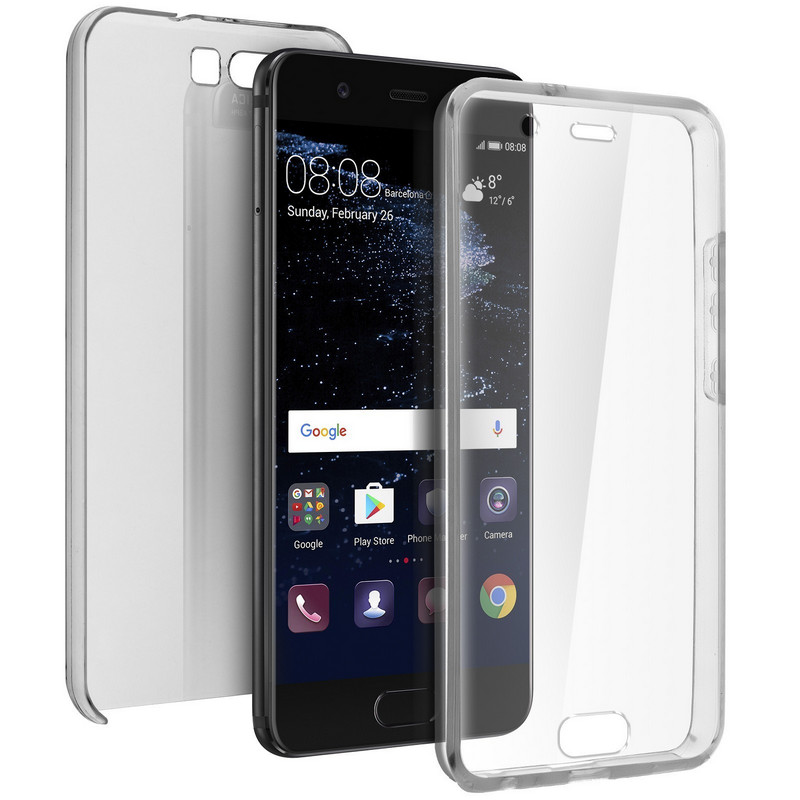 Avizar Funda Doble Silicona Transparente para Huawei P10
