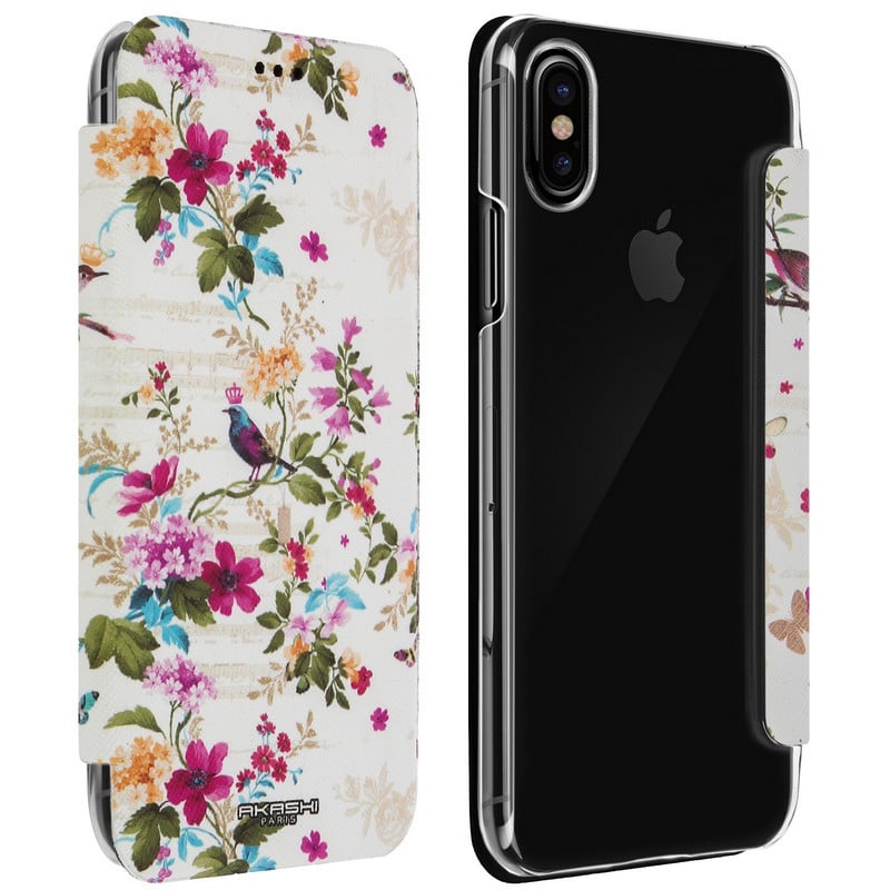 Image of Custodia a libro Akashi Flowers and Birds per iPhone X/XS