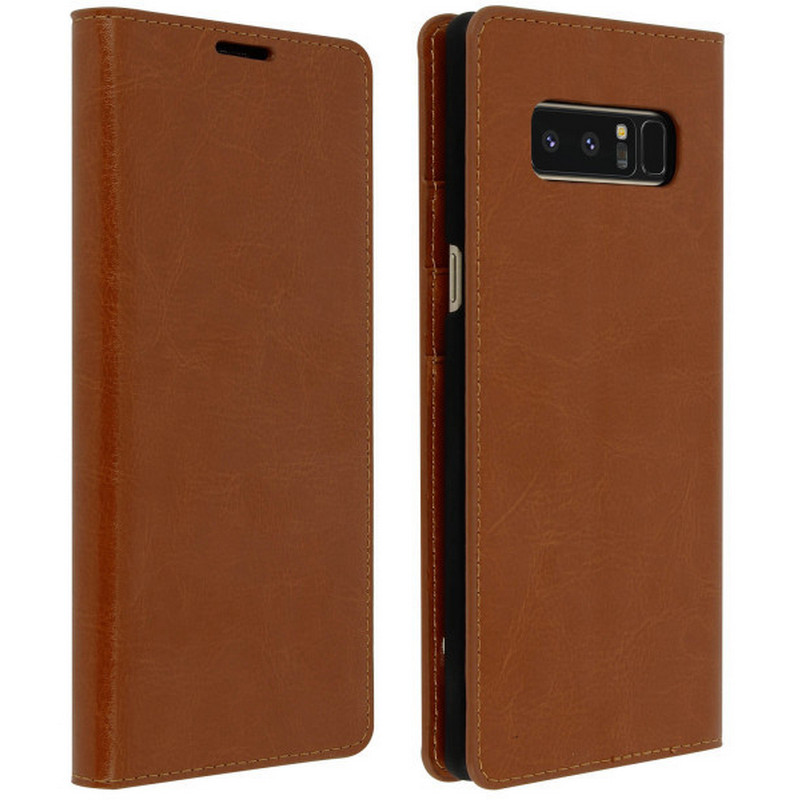 Funda de cuero camel para samsung galaxy note 8