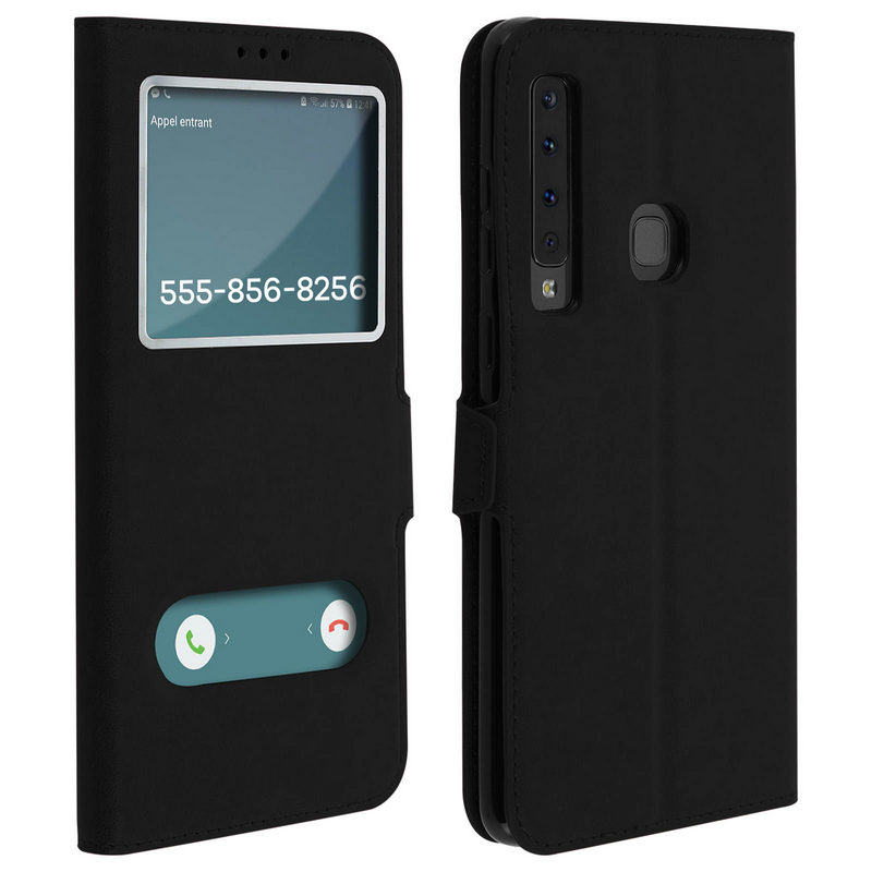 Avizar Funda Libro con Ventana Doble Negra para Samsung Galaxy A9 2018
