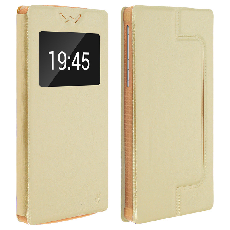 Clappio Funda Cartera con Ventana Dorada para Smartphone 6.4&quot;