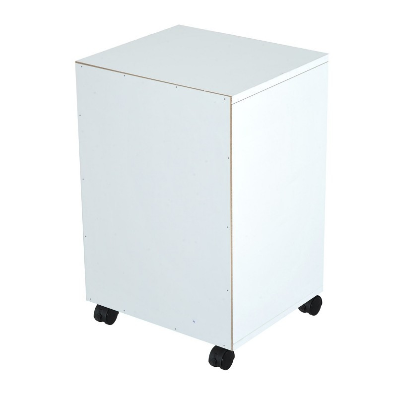 Cajonera con Ruedas y 2 Cajones de Madera Blanca