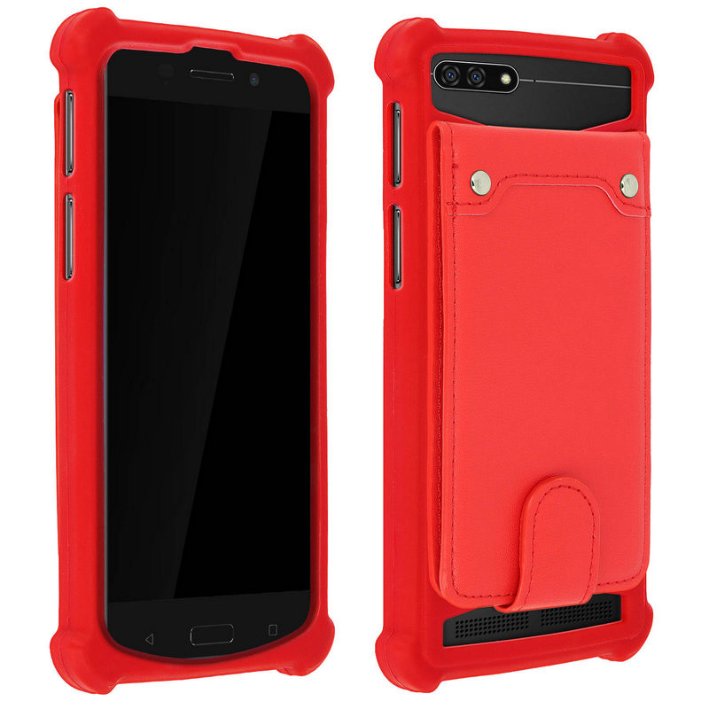 Image of Custodia in silicone Avizar con portafoglio rosso per smartphone da 4,7" a 5"