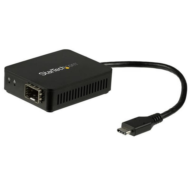 Image of StarTech.com Adattatore di rete USB-C a Fibre ottiche - Convertitore SFP con slot aperto