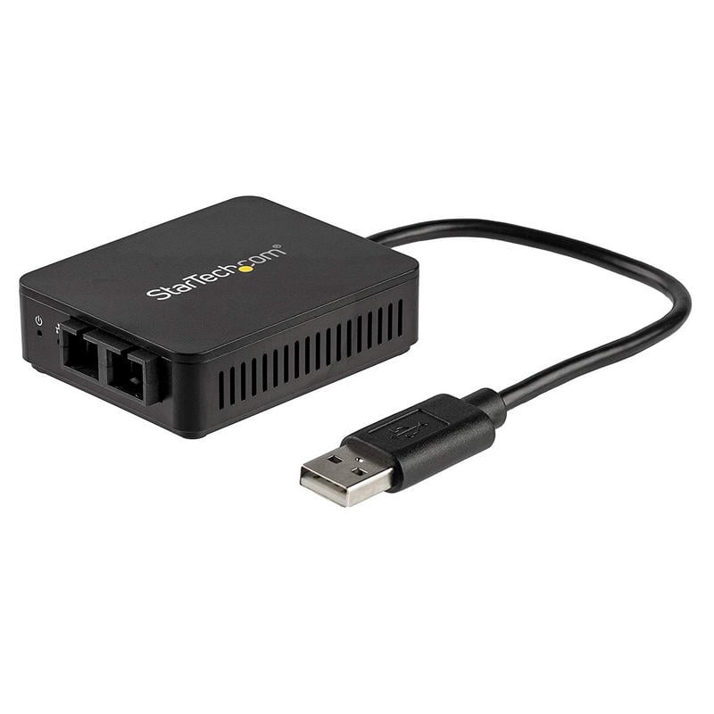 Image of StarTech.com Convertitore da USB a fibra ottica - 100 Mbps - Adattatore di rete compatto da USB 2.0 a fibra - Compatibile con fibra multimodale duplex femmina 100Base-FX SC / MMF - 2Km - Da USB a fibra LAN