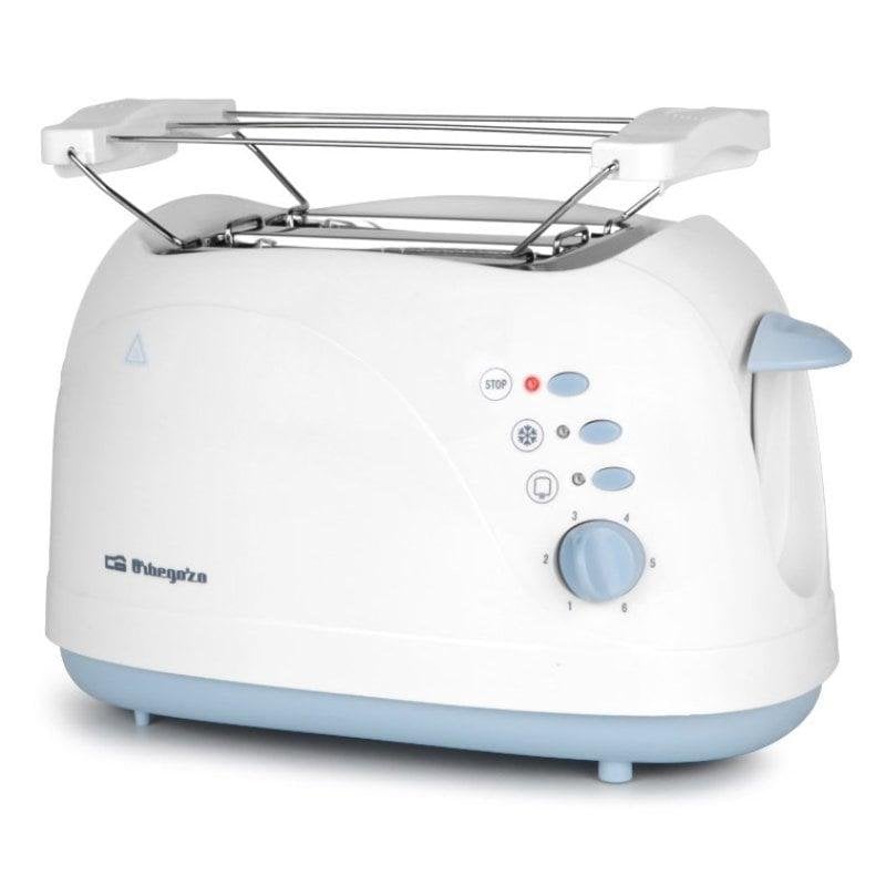 Torradeira Orbegozo TO 3010 2 Ranhuras Longas 750 W 7 Níveis Descongelação Branca e azul