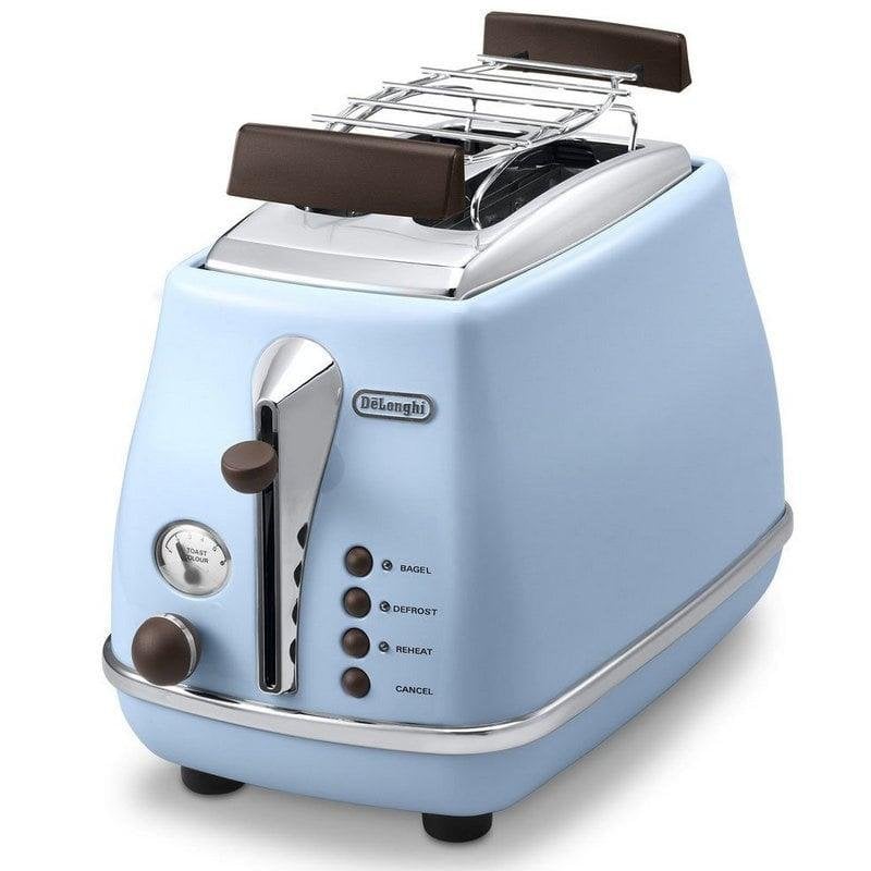 Grille-pain vintage DeLonghi CTOV 2103.AZ 2 fentes 900 W Réchauffage Décongélation Bleu