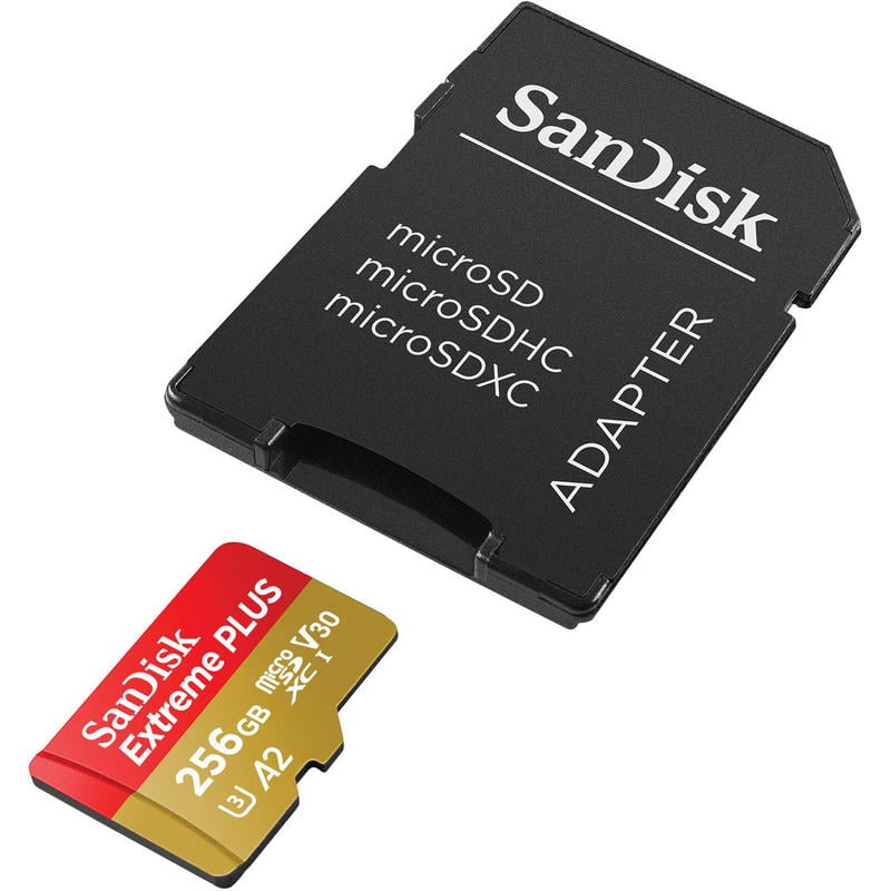 SanDisk Extreme Plus MicroSDXC 256GB Clase 10 U3 V30 A2 + Adaptador SD