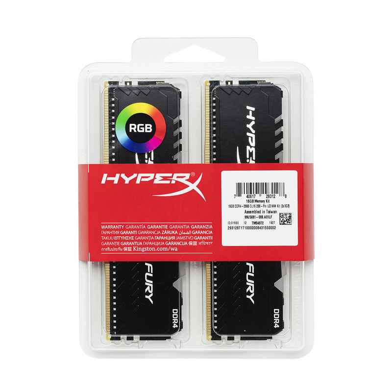 Kingston HyperX Fury RGB 32GB DDR4 3466Mhz PC-27700 (2x16GB) CL16
