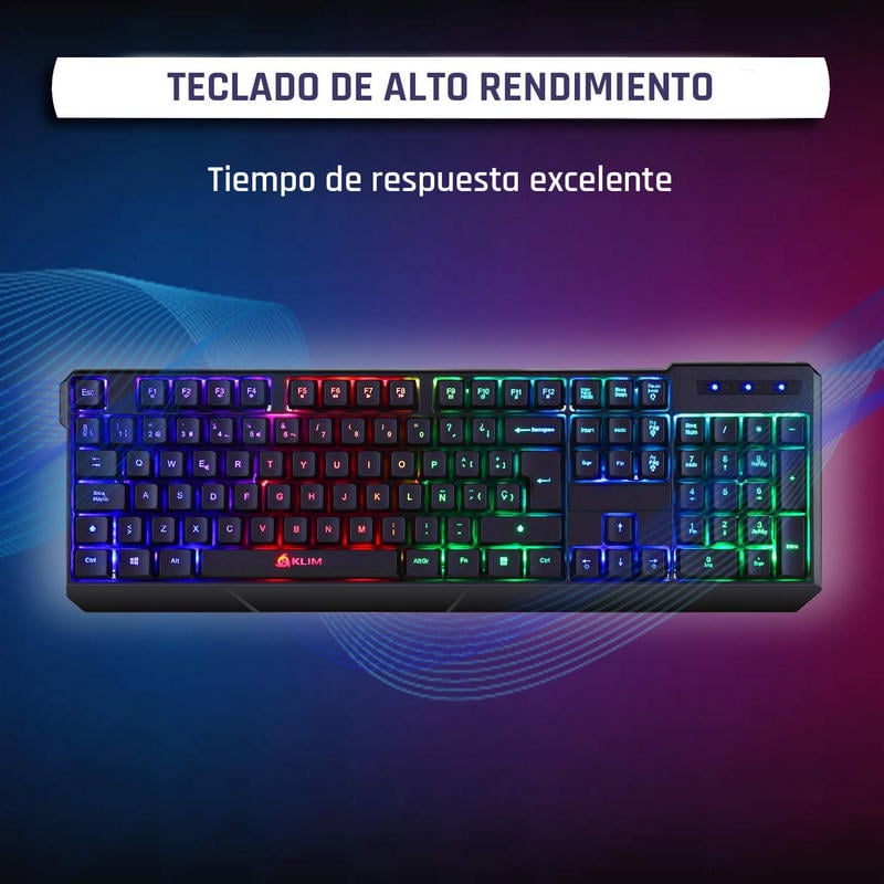 Teclado para jogos sem fio KLIM Chroma RGB - Novo 2023 - Bateria