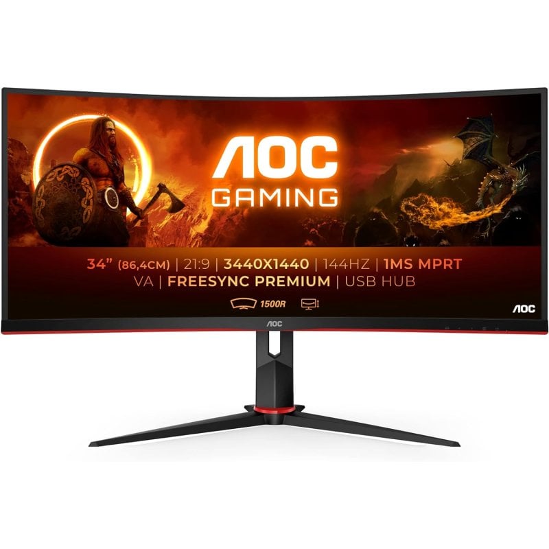 AOC - Monitor para videojuegos, curvado, sin marco, FHD 1ms VA