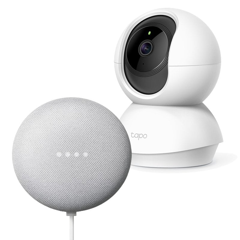 Pack de craies Google Nest Mini + Caméra IP WiFi 360º TP-LINK Tapo C200 video