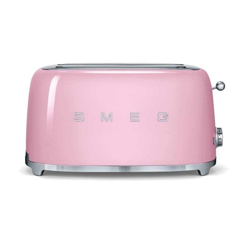 Vintage broodrooster Smeg TSF02PKEU 4 sneetjes, 2 lange sleuven, 1500 W, 6 bruiningsstanden, pastelroze