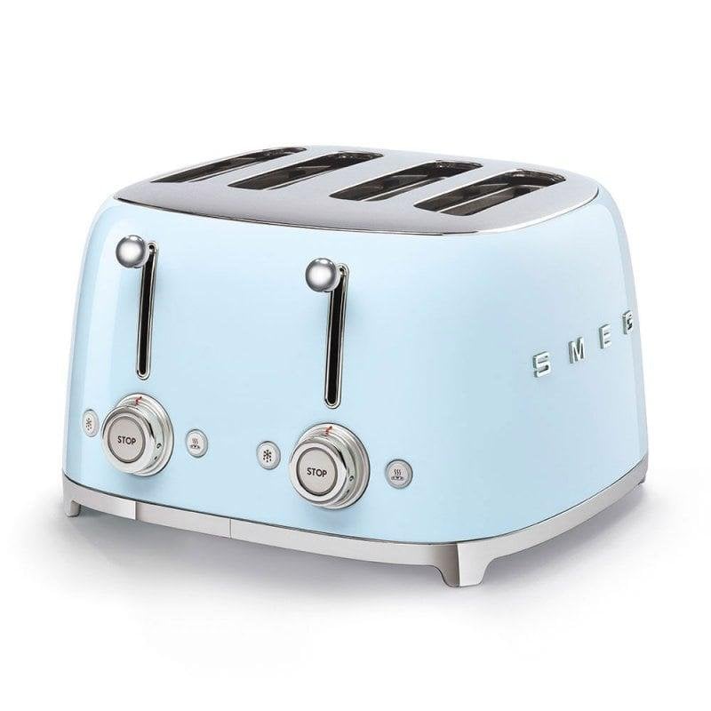 Grille-pain vintage Smeg TSF03PBEU 4 Fentes 2000W 6 Niveaux Decongelation Bleu