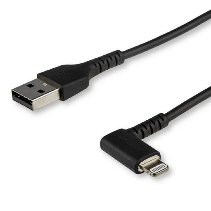 Image of StarTech.com Cavo da USB-A a Lightening da 2m durevole - nero ad angolo retto a 90° in fibra aramidica - Robusto e resistente cavo di alimentazione/sincornizzazione da USB tipo A a Lightening con certificazione Apple MFi per iPad/iPhone 12