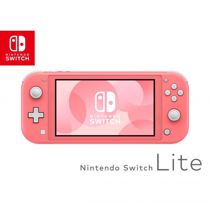 Uma consola de jogos nintendo com uma capa rosa e azul.