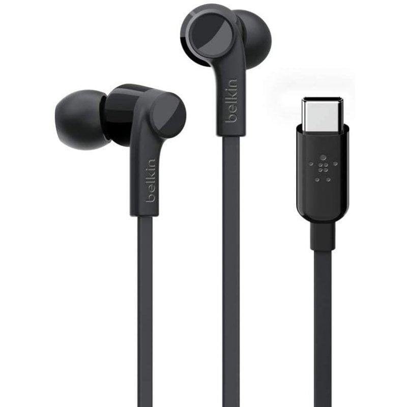 Casque Belkin Rockstar USB-C avec micro antibruit, câble plat antienlacement, noir